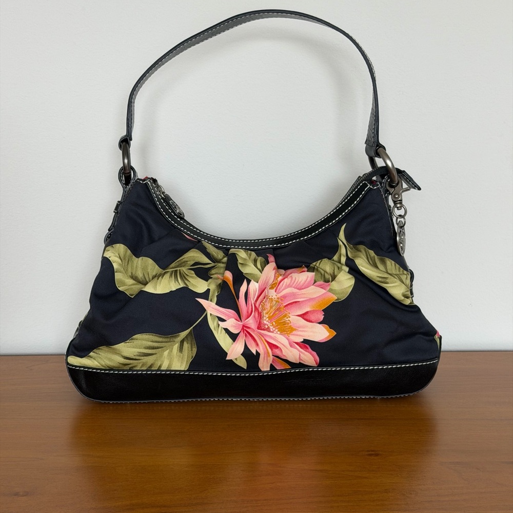 Tommy Bahama Santiago Hobo Shoulder Bag  Tropical Floral Print - Leather Trim
